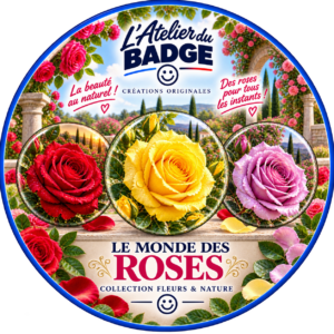 Badge Le Monde des Roses – 58 mm